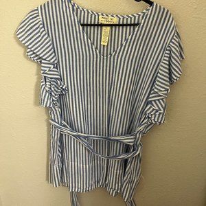 Midnight sky - white and blue stripes shirt